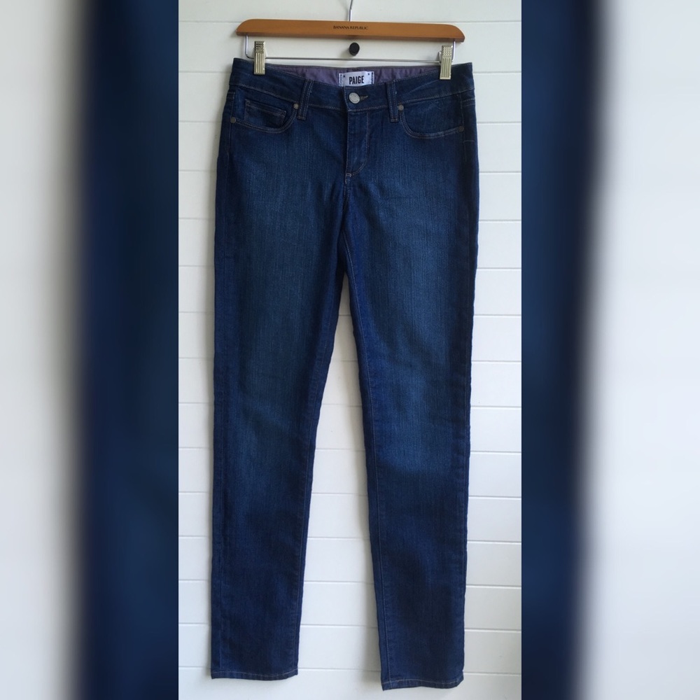 PAIGE Skyline Skinny Medium Wash Basic Classic Jeans Denim Cotton Poly Blend